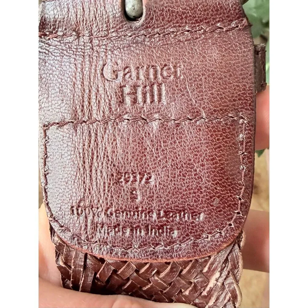Garner Hill Genuine Leather Woven Belt Brown Wide Boho Western Round Buckle Size